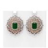 Image 1 : 18.43 ctw Emerald & Diamond Earrings 18K Rose Gold