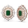 Image 2 : 18.43 ctw Emerald & Diamond Earrings 18K Rose Gold