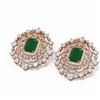 Image 3 : 18.43 ctw Emerald & Diamond Earrings 18K Rose Gold