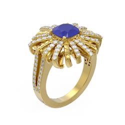 3.23 ctw Sapphire & Diamond Ring 18K Yellow Gold