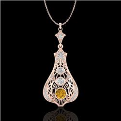 1.75 ctw Intense Fancy Yellow Diamond Art Deco Necklace 18k Rose Gold