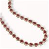Image 2 : 45.93 ctw Ruby & Diamond Micro Pave Halo Necklace 10k Yellow Gold