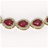 Image 3 : 45.93 ctw Ruby & Diamond Micro Pave Halo Necklace 10k Yellow Gold
