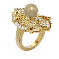 2 ctw Diamond & Pearl Ring 18K Yellow Gold