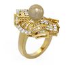 Image 1 : 2 ctw Diamond & Pearl Ring 18K Yellow Gold
