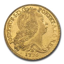 1776-B Brazil Gold 6400 Reis Jose I AU-58 NGC
