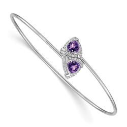 14k White Gold Amethyst Pyramid Bangle - 7 in.