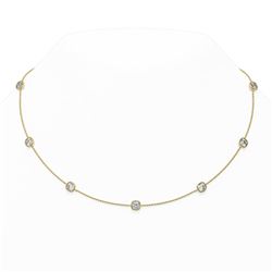 4.5 ctw Cushion cut Diamond Station Necklace 18K Yellow Gold