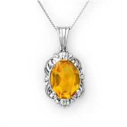 5.80 ctw Citrine & Diamond Necklace 18k White Gold