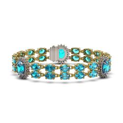 19.3 ctw Swiss Topaz & Diamond Bracelet 14K Yellow Gold