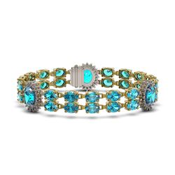 19.3 ctw Swiss Topaz & Diamond Bracelet 14K Yellow Gold