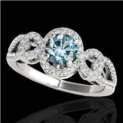 1.38 ctw SI Certified Fancy Blue Diamond Halo Ring 10k White Gold