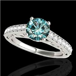1.65 ctw SI Certified Fancy Blue Diamond Solitaire Ring 10k White Gold