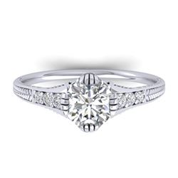 1.25 ctw Certified VS/SI Diamond Art Deco Ring 14k White Gold