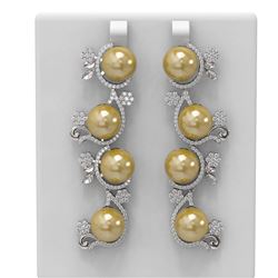 4.12 ctw Diamond & Pearl Earrings 18K White Gold
