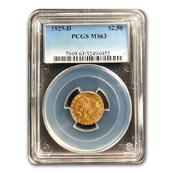 1925-D $2.50 Indian Gold Quarter Eagle MS-63 PCGS