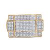 Image 2 : 10kt Yellow Gold Mens Round Diamond Contoured Rectangle Cluster Ring 1/2 Cttw