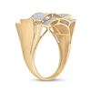 Image 3 : 10kt Yellow Gold Mens Round Diamond Contoured Rectangle Cluster Ring 1/2 Cttw