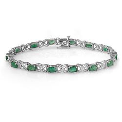 6.85 ctw Emerald & Diamond Bracelet 14k White Gold
