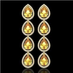 9.2 ctw Fancy Citrine & Diamond Micro Pave Halo Earrings 10k Yellow Gold