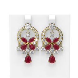 17.33 ctw Ruby & Diamond Earrings 18K Yellow Gold