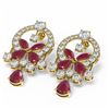 Image 3 : 17.33 ctw Ruby & Diamond Earrings 18K Yellow Gold
