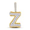 Image 1 : 10kt Yellow Gold Mens Round Diamond Z Letter Charm Pendant 1-1/5 Cttw
