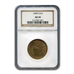 1908-S $10 Indian Gold Eagle AU-50 NGC