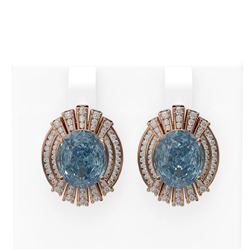 11.58 ctw Blue Topaz & Diamond Earrings 18K Rose Gold