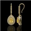 Image 2 : 8.15 ctw Canary Citrine & Diamond Victorian Earrings 14K Yellow Gold