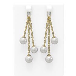 1.21 ctw Diamond & Pearl Earrings 18K Yellow Gold