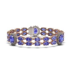 32.77 ctw Tanzanite & Diamond Bracelet 14K Rose Gold
