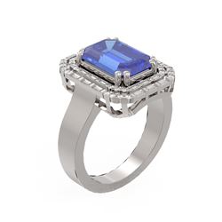 5.35 ctw Tanzanite & Diamond Ring 18K White Gold