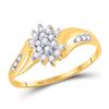 Image 1 : 10kt Yellow Gold Womens Round Diamond Cluster Ring 1/8 Cttw
