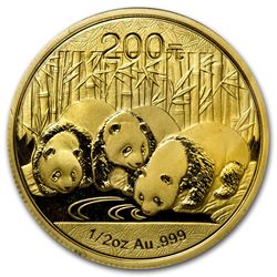 2013 China 1/2 oz Gold Panda BU (Sealed)