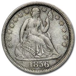 1856 Liberty Seated Dime Large Date VF Details (Cleaned)