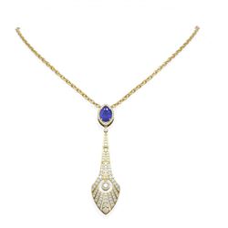 4.77 ctw Sapphire & Diamond Necklace 18K Yellow Gold