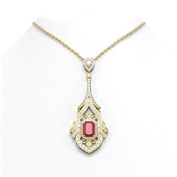 10.47 ctw Ruby & Diamond Necklace 18K Yellow Gold