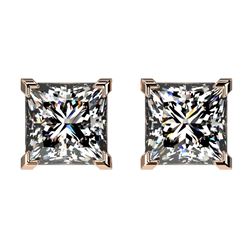2 ctw Certified VS/SI Quality Princess Diamond Stud Earrings 10k Rose Gold