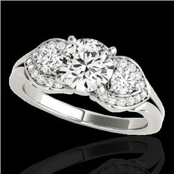 1.7 ctw Certified Diamond 3 Stone Ring 10k White Gold