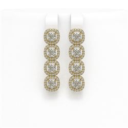 3.84 ctw Cushion Cut Diamond Micro Pave Earrings 18K Yellow Gold