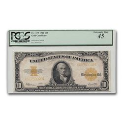 1922 $10 Gold Certificate Hillegas XF-45 PCGS