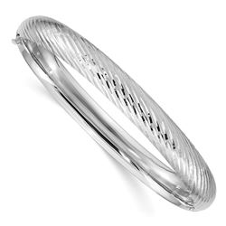 14k White Gold 5/16 Textured Bangle - 7.5 in.