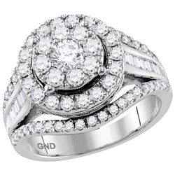 10kt White Gold Womens Round Diamond Cluster Bridal Wedding Engagement Ring 2.00 Cttw