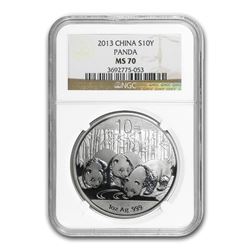 2013 China 1 oz Silver Panda MS-70 NGC