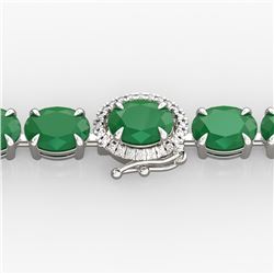 37 ctw Emerald & VS/SI Diamond Micro Pave Bracelet 14k White Gold