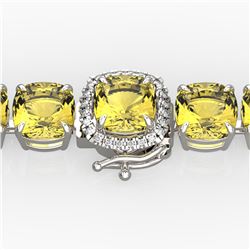 35 ctw Citrine & Micro VS/SI Diamond Bracelet 14k White Gold