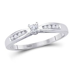 10kt White Gold Womens Round Diamond Solitaire Promise Bridal Ring 1/5 Cttw