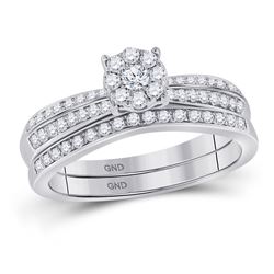 10kt White Gold Womens Round Diamond Bridal Wedding Engagement Ring Band Set 1/2 Cttw