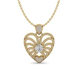 3 ctw Micro Pave VS/SI Diamond Certified Heart Necklace 14k Yellow Gold